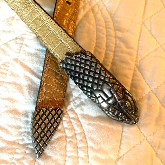 Avignon Leather Belt Silver Snake 🐍 Sz M/L 30” - 34” #0109 - Picture 5 of 13